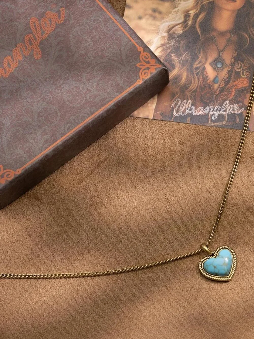 Women's Gold Turquoise Western Gold Plated Heart Turquoise Pendant Necklace